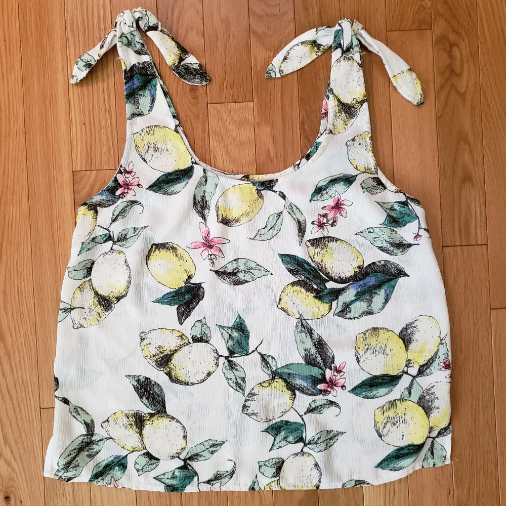 Cute Lemon Print Tank Top